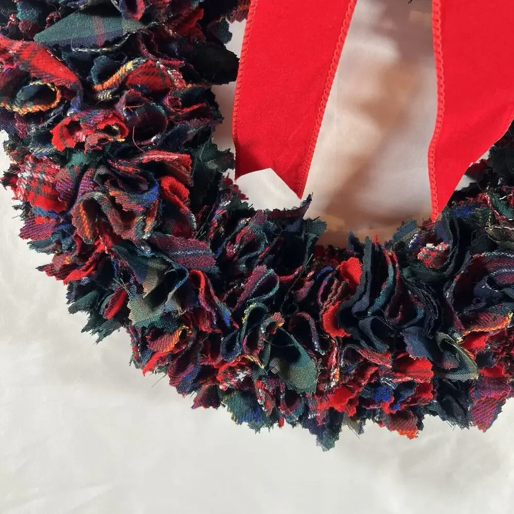 Vintage Pendleton 100% Wool Shirt Skirt made into Christmas Wreath Plaid Tartan